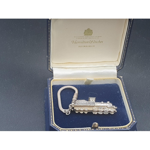 140 - A modern silver Key Fob with 2-6-6 G.S.W.R Locomotive, Edinburgh 1995, maker: Hamilton & Inches, in ... 