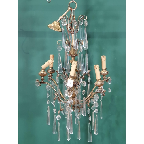 248 - A six branch Chandelier with glass droppers, A/F. (R5).