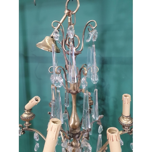 248 - A six branch Chandelier with glass droppers, A/F. (R5).