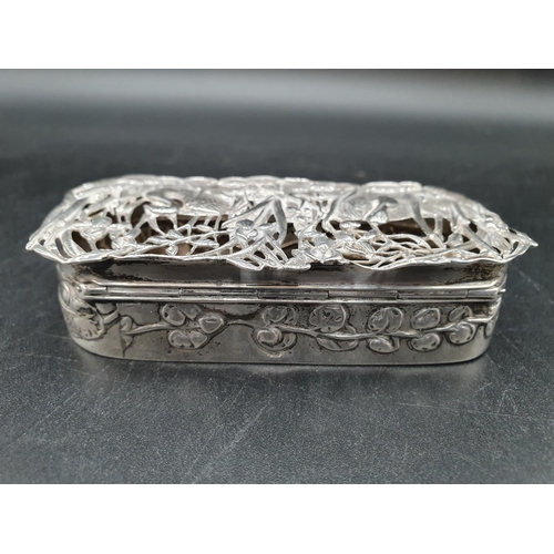 280 - An Edward VII silver Trinket Box, the hinged lid pierced and embossed swans amongst rushes, floral e... 