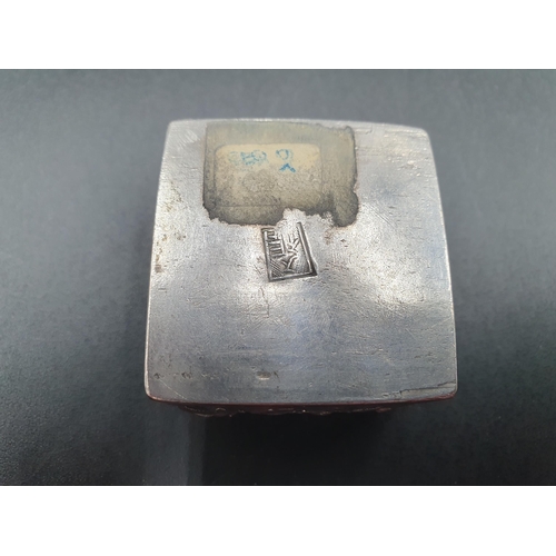 284 - A Chinese silver small square Box embossed and chased birds and flowers, character mark under