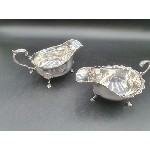 291 - A George V silver Sauce Boat with gadroon rim on three hoof feet, London 1925, and another, Birmingh... 