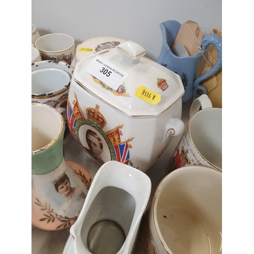 305 - A collection of Commemorative Mugs, Ash Trays, Jugs, etc. (R5)