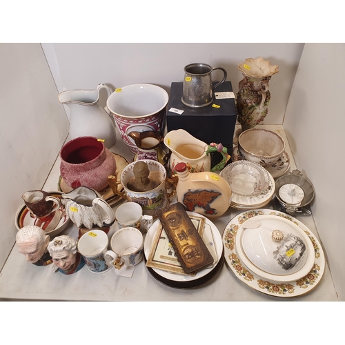 306 - Ceramics including a WT Copeland & Sons Water Jug, A/F, a lidded Muffin Dish titled 'Worcester from ... 