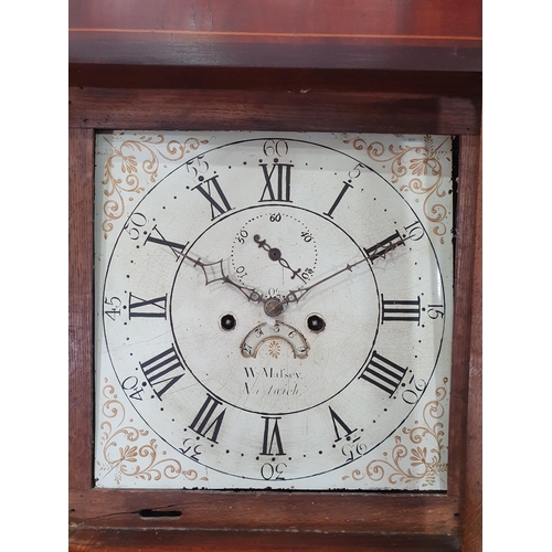 31 - A 19th Century oak and mahogany 28 day Longcase Clock with square painted dial by W. Alafsey, Nantwi... 