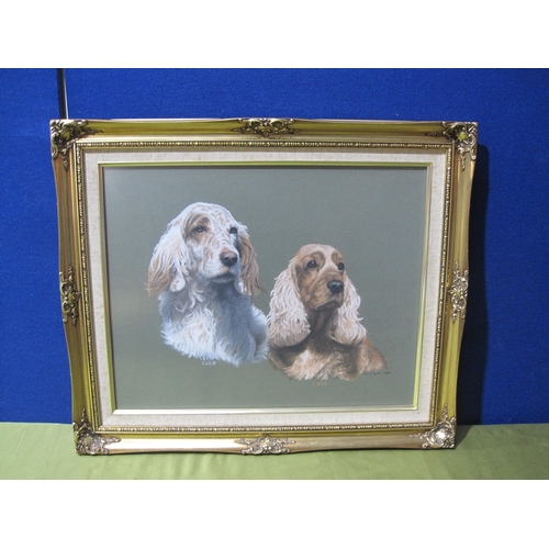 410 - JOHN MOULD. Cocker Spaniels, signed, inscribed and dated 1985, pastel, 15 1/2 x 19 1/2 in