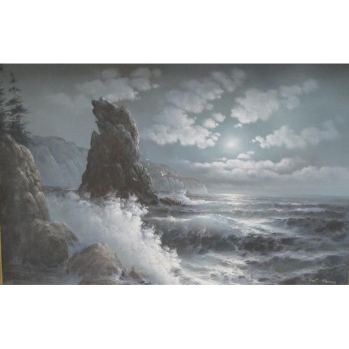 417 - MATT THOMAS. A Seascape, signed, oil on canvas, 24 x 36 in; and an oil painting by another hand depi... 