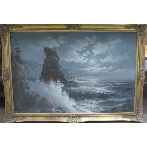 417 - MATT THOMAS. A Seascape, signed, oil on canvas, 24 x 36 in; and an oil painting by another hand depi... 