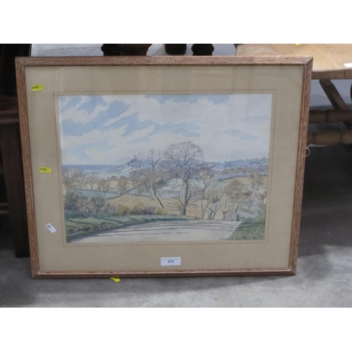 419 - CONSTANCE SPARLING. A Cotswold Landscape, signed, watercolour, 14 x 18 in ; a watercolour by another... 