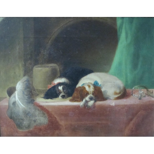 420 - AFTER SIR EDWIN LANDSEER PRA. 'The Cavalier's Pets', oil on canvas, 12 x 14 in