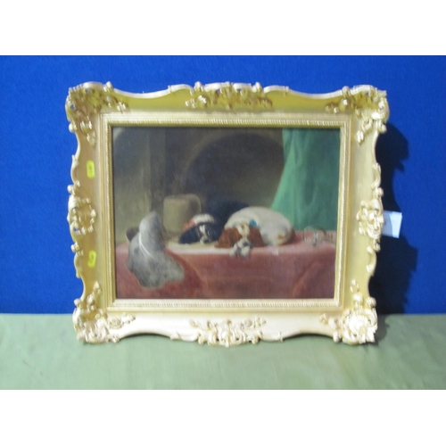 420 - AFTER SIR EDWIN LANDSEER PRA. 'The Cavalier's Pets', oil on canvas, 12 x 14 in