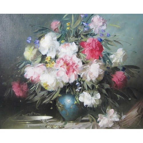 425 - CENTRAL EUROPEAN SCHOOL, 20th CENTURY. Still Lifes of assorted Flowers in vases, indistinctly signed... 