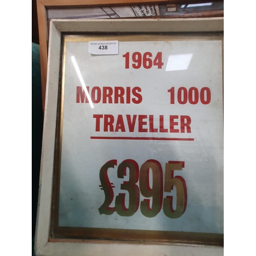 438 - A framed Advert for a 1964 Morris 1000 Traveller, an Artist's Proof of Circus Act, another and sundr... 