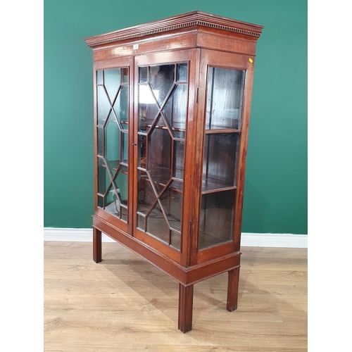 471 - A mahogany Display Cabinet, with moulded dentil frieze cornice above pair of astragal glazed doors, ... 