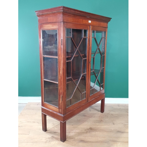 471 - A mahogany Display Cabinet, with moulded dentil frieze cornice above pair of astragal glazed doors, ... 