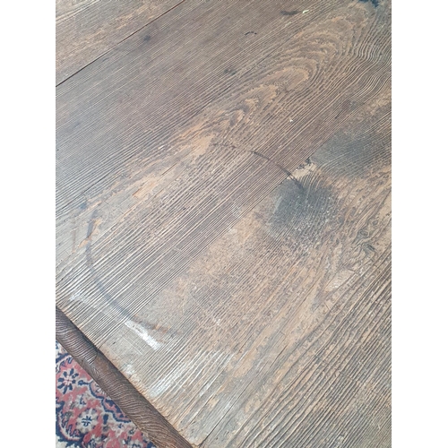 494 - A pitch pine Table on turned supports, 2ft 7