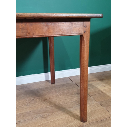 532 - An oak Dining Table with four plank top, above single fitted drawer, raised on chamfered supports, 2... 