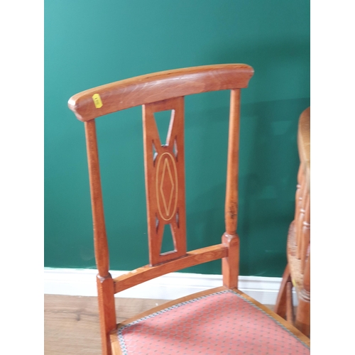 562 - A mahogany and inlaid Salon Suite comprising Settee and pair of Single Chairs (R6)