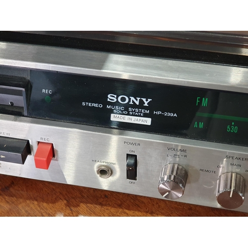 565 - A Sony HP-239A Stereo Music System, (passed PAT), a pair of Sony Speakers, Headphones and Microphone... 