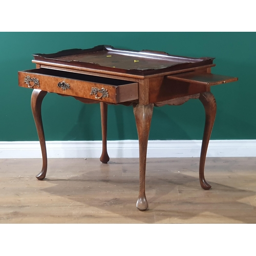 597 - A reproduction tray-topped Side Table, fitted drawer, 31in x 20in, 26in H (R7)