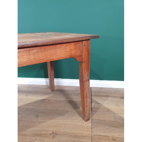 602 - A French beech Dining Table fitted two drawers, 79in x 33in