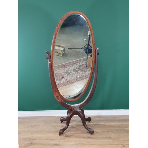 618 - A mahogany oval Dressing Mirror raised on four cabriole legs (R7)