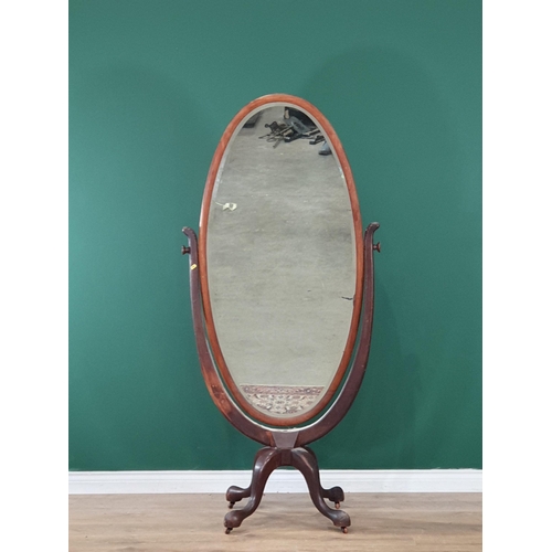 618 - A mahogany oval Dressing Mirror raised on four cabriole legs (R7)