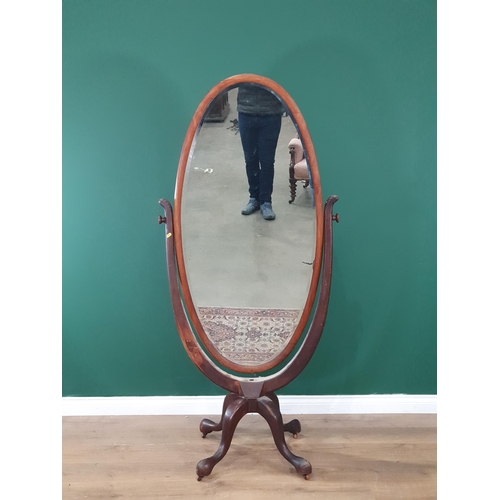 618 - A mahogany oval Dressing Mirror raised on four cabriole legs (R7)