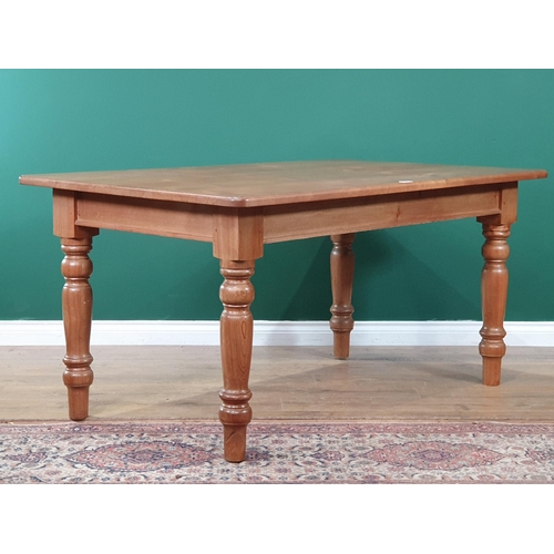 620 - A modern Kitchen Table with pine base and beech top, 5ft x 3ft (R8)