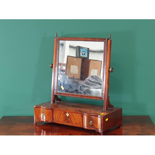 637 - An antique mahogany Dressing Table Mirror with shaped front and fitted three drawers (R8)