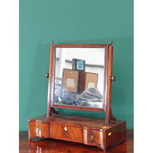 637 - An antique mahogany Dressing Table Mirror with shaped front and fitted three drawers (R8)