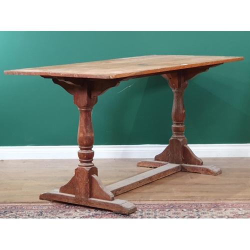 639 - An oak refectory style Dining Table, 63in x 27in (R8)