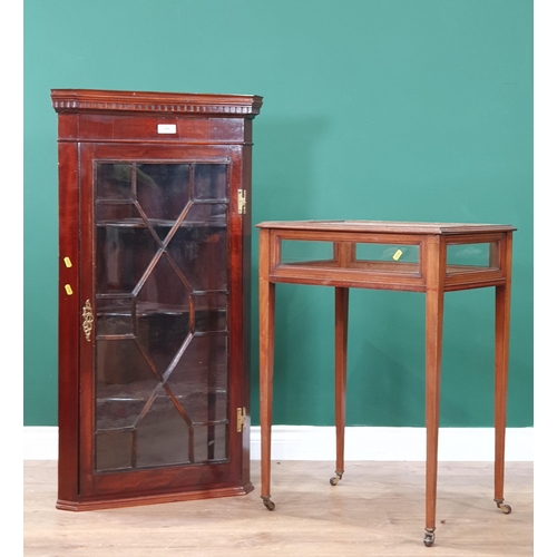 646 - An antique mahogany astragal glazed Corner Cabinet, 41in H x 20in W, and an Edwardian Table Cabinet,... 