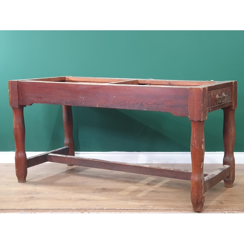 656 - An antique pine Table Base fitted two drawers, 57in L x 26in W (R8)