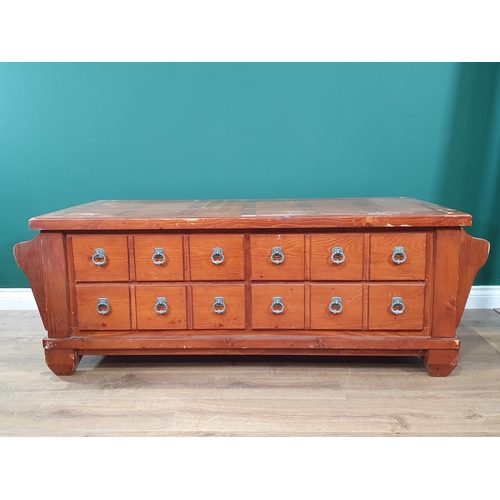 685 - A modern rectangular Coffee Table with six fitted drawers, with magazine rack at each end, 4ft 3