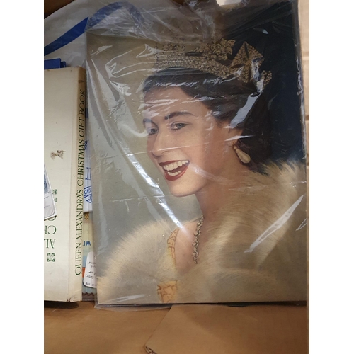 704 - A box containing a quantity Royal and other Ephemera, Prints and Photographs including a plaque with... 