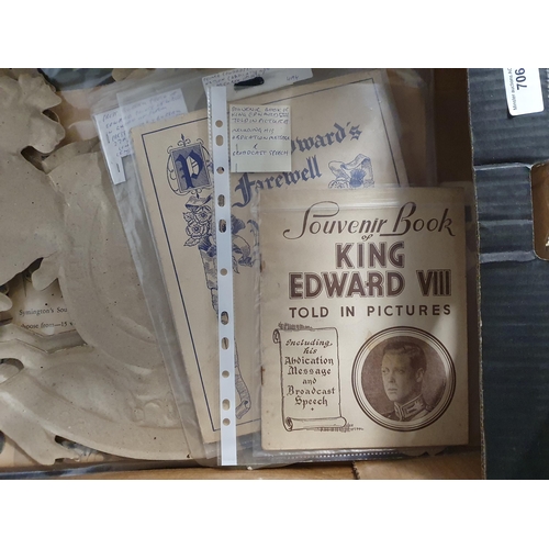 706 - A box containing Ephemera and photographs relating to Edward VIII and a quantity of Card Coronets