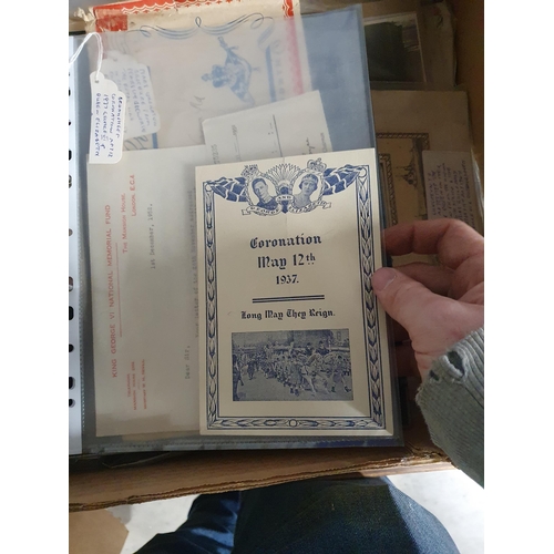 707 - Two boxes containing Ephemera, Photographs, Newspapers regarding early 20th Century Royal Family, Co... 