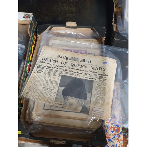 707 - Two boxes containing Ephemera, Photographs, Newspapers regarding early 20th Century Royal Family, Co... 