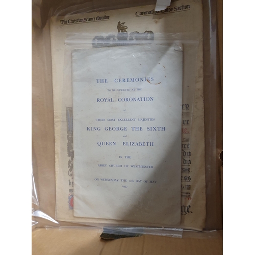 707 - Two boxes containing Ephemera, Photographs, Newspapers regarding early 20th Century Royal Family, Co... 