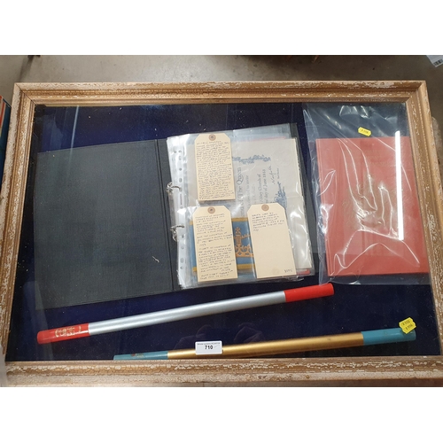 710 - A glazed Table Case containing ephemera relating to Brigadier Charles Richard and Mrs C.R. Britten i... 