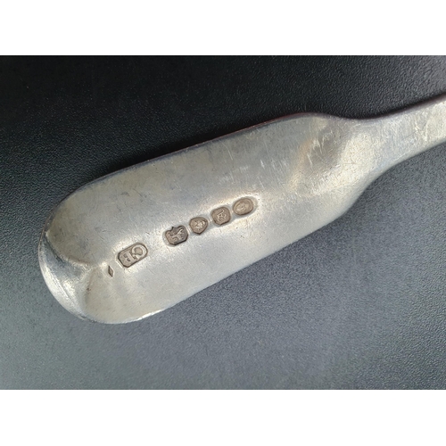 86 - A George III silver bottom marked Table Spoon old english pattern engraved crest, London 1770, maker... 