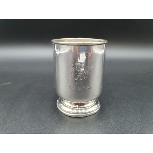 91 - A George V silver Christening Mug engraved initials, Birmingham 1910