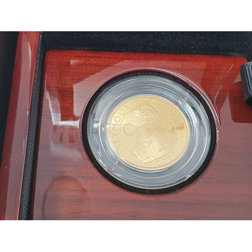 254 - A Charles III 2023 Royal Tudor Beasts Gold Proof 1/4 oz 25 Pounds, Seymour Panther, in case of issue... 