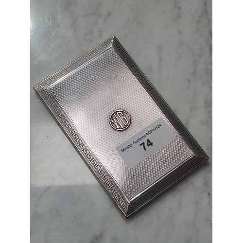 74 - A George V silver Cigarette Case with engine turning and initials W.G, patent sliding mechanism, Lon... 