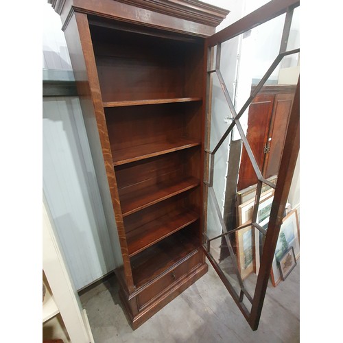 16 - An oak astragal glazed Bookcase with four adjustable shelves and fitted drawer to base, 6ft 4