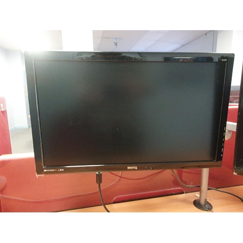 11 - A Modern Office Desk 2ft 5”High x 5ft 4”Long x 3ft 4”Deep, two “BENQ Senseye” Monitors, and a three ... 