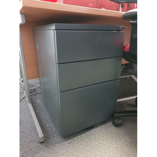 14 - A Modern Office Desk 2ft 5”High x 5ft 4”Long x 3ft 4”Deep, two “BENQ” Monitors, Keyboard, wireless M... 