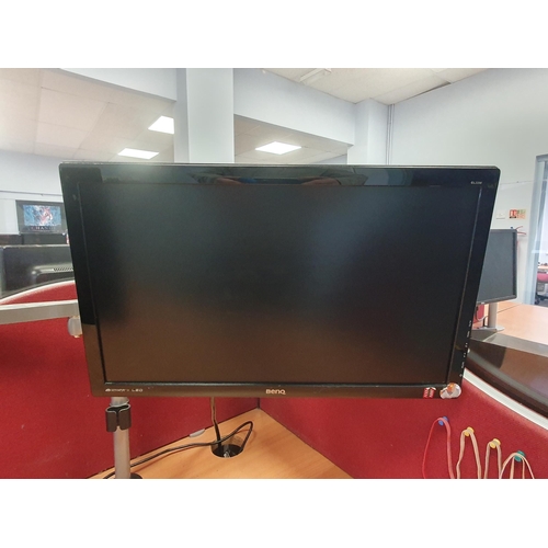 18 - A Modern Office Desk 2ft 5”High x 5ft 4”Long x 3ft 4”Deep, two “BENQ Senseye” Monitors, a Paper Tray... 