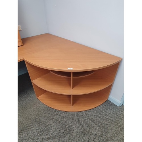 20 - A Modern Office Desk 2ft 5”High x 5ft 4”Wide x 2ft 8”Deep, a corner Shelving Unit 3ft 9”Wide x 2ft 8... 